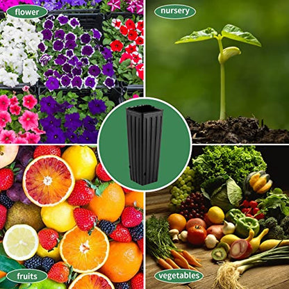 20 Pcs Plastic Deep Nursery Pots,9.8" Tall Tree Pots, - color: Square