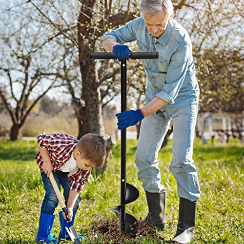 Manual Post Hole Digger 6" x 33.46" Hand Drill Auger Post Hole Digger Earth Garden Auger Drill Spiral Drill Planter for Bulb, Flower, Tree, Seedlings, Bedding Plants