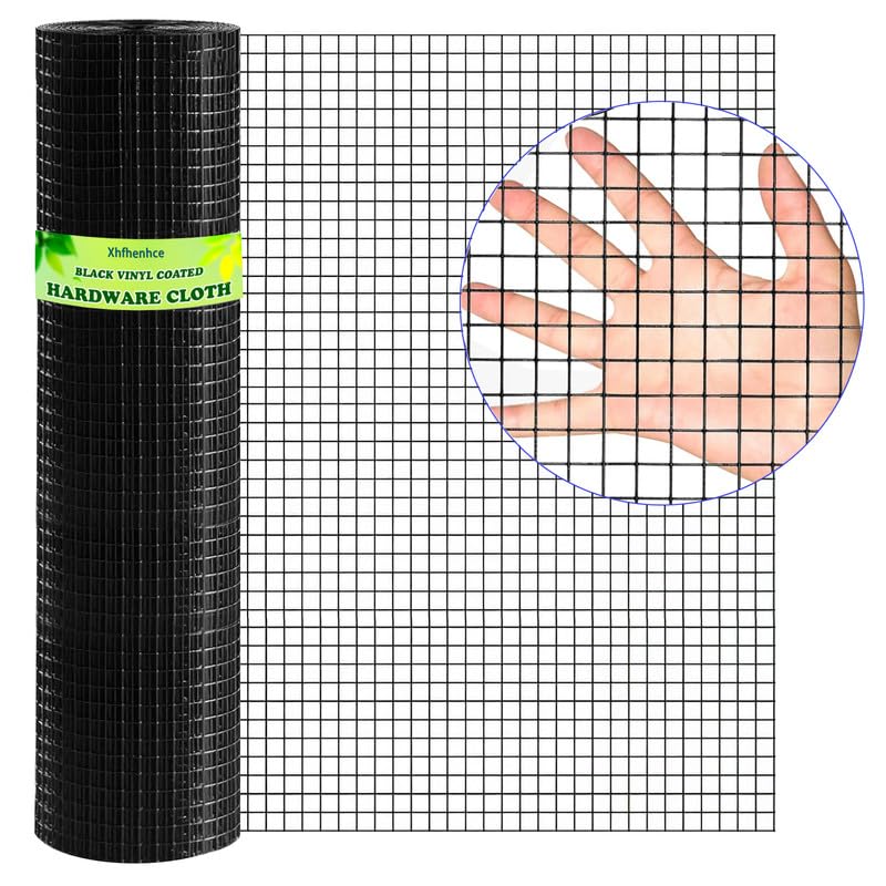 Hardware Cloth 1/2inch Black Vinyl Coated Wire Mesh 24" x 50' Welded Wire Fencing AWG17,PVC Coating Chicken Wire Fence,Welded Wire Mesh Roll for Garden Guard Fence Poultry Cage Net Fencing - size: 1/2"x24"x50'xAWG17