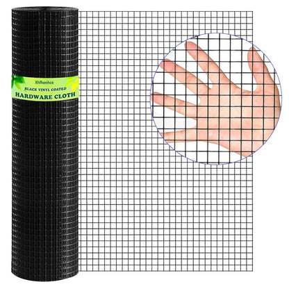 Hardware Cloth 1/2inch Black Vinyl Coated Wire Mesh 24" x 50' Welded Wire Fencing AWG17,PVC Coating Chicken Wire Fence,Welded Wire Mesh Roll for Garden Guard Fence Poultry Cage Net Fencing - size: 1/2"x24"x50'xAWG17