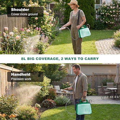 2.1 Gallon Battery Powered Sprayer, Upgraded Electric Weed Sprayer with USB Rechargeable Handle, Retractable Wand, 3 Mist Nozzles Leak-Proof for Lawn,Garden,Farm (Green) - color: Green
