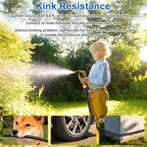 Short Garden Lead-In Hose, 6 Feet Flexible Leader Water Hose 5/8" Female