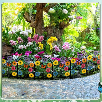 Yaocom 6 Pack Flower Garden Fence 16.5" H x 11.8" W Yard Decor - style: Flower