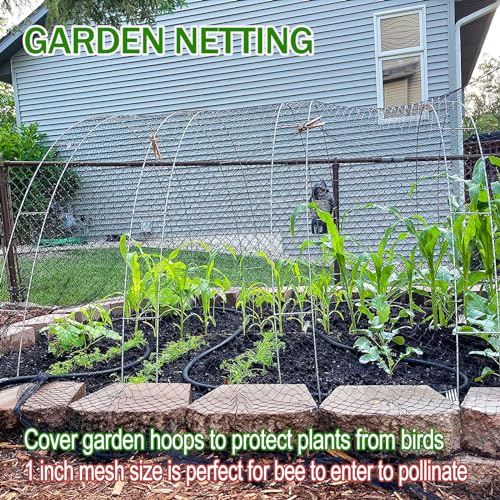 Anti-Bird Nets for Garden Chicken Coops - Garden Netting Over Garden Hoops - size: 1", 25' x 50'