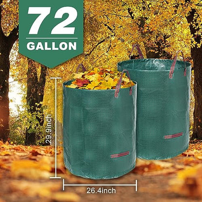 72 Gallon 6 Pack Leaf Bags Reusable for Lawn & Garden - color: Green-72 Gallons