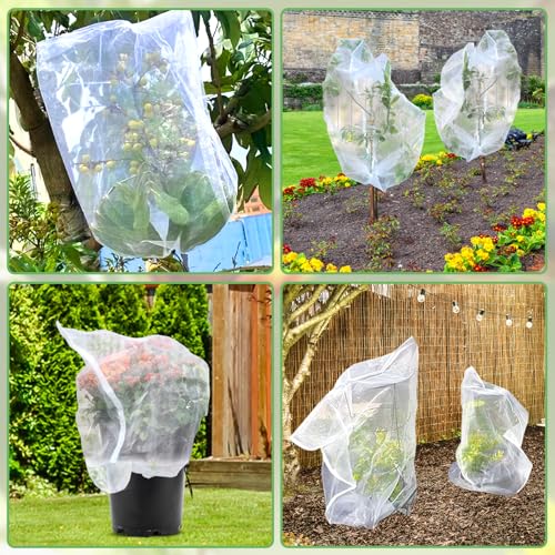 Fruit Tree Netting, Plant Mesh Netting for Garden Protection, Blueberry Bush Insect Netting Cover as Garden Pest Barrier from Cicadas, Bug, Bird (5.3x5.3 FT, 2Pcs, Zipper & Drawstring Design) - size: 5.3X5.3FT 2PACK