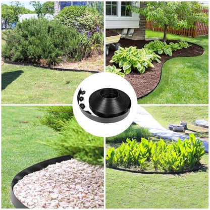 JERIA 2 Inch Tall 33 FT Garden Edging Kit with 45pcs Spikes, Plastic Edging for Landscaping - size: 2IN x 33FT