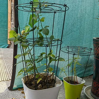 TCBWFY 8 Sets Peony Support Cage, 12" Dia x 24" High, Heavy Duty Metal Plant Support, Grow Through Hoops Grids, 4mm Legs, Green, Round - size: 12"DX24"H-8PCS