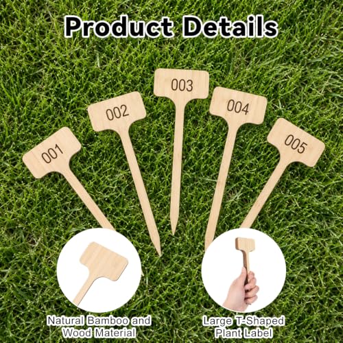 20 Pcs Plant Labels 7" Bamboo Long T-Type Garden Markers