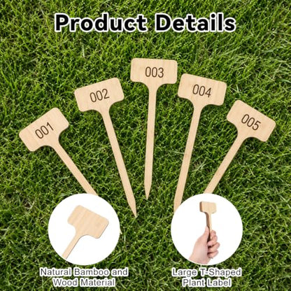 20 Pcs Plant Labels 7" Bamboo Long T-Type Garden Markers