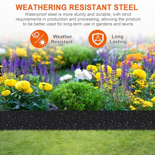 20ft. 41" L × 8" H Metal Landscape Edging, 6 Pack Garden Border - color: Black, size: 7.9 Inch