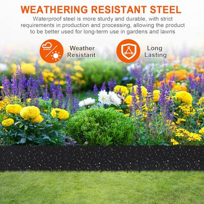 20ft. 41" L × 8" H Metal Landscape Edging, 6 Pack Garden Border - color: Black, size: 7.9 Inch