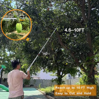 4.6-10 Ft Telescoping Tree Pruner, Long Reach Pole Saw Branch Trimmer