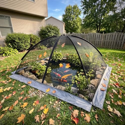 Heavy Duty Nylon Pond Cover Net 13x17 FT - Zippered Dome Mesh - size: 5x7FT