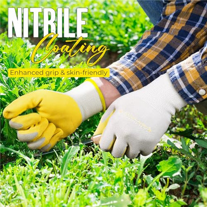 HANDLANDY 2/3/6 Pairs Womens Gardening Gloves, Garden Gloves for Women - color: Blue & Yellow (2 Pairs), size: Small
