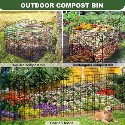 Large Compost Bin Outdoor, Square Mesh Garden Wire Compost Bin for Stacking Leaves and Yard Waste Black 36X36X28 Inches - color: Black