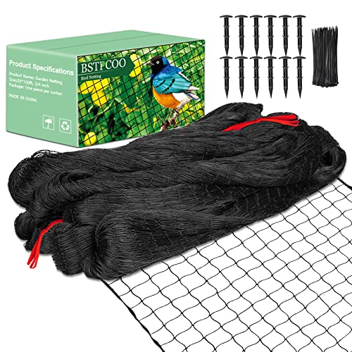 BSTPCOO Bird Netting 25'x100' with 3/4" Mesh Nylon Chicken Net Roof Hawk - size: 25'×100'-3/4''