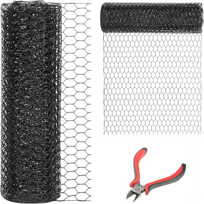 24'' x 150' Black Chicken Wire Mesh Fence, 19 Gauge Galvanized Poultry Netting and 1 inch Garden Mesh Fence Roll, Chicken Wire for Floral Arrangements/Crafts/Farm/Livestock/Pet Protection - size: 19 gauge 24'' x 150'