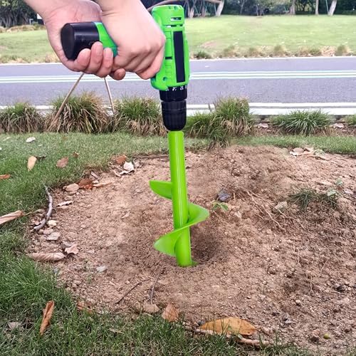 4"x12" Green Garden Auger Drill Bit for Planting, Post Hole Digger - color: Green, size: 4"x12"