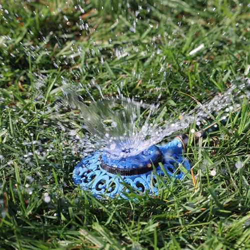 Melnor 65102-AMZ Sprout Metal 8-Pattern Sprinkler and QuickConnect Product Adapter Amazon Bundle, Blueberry Blue - color: Blueberry Blue