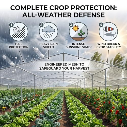 SATINIOR 16.3x10 ft Garden Hail Netting Heavy Duty for Raised Beds, White