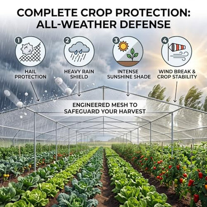 SATINIOR 16.3x10 ft Garden Hail Netting Heavy Duty for Raised Beds, White