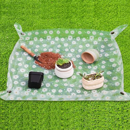 Repotting Mat for Indoor Plants Waterproof Clear Potting Mat Foldable Plant Potting Repotting Tray Portable Gardening Tray for Indoor Potting Soil, Gardening Gifts for Women 31.5 x 23.6(Leaves) - color: Leaves, size: M 31.5 x 23.6"