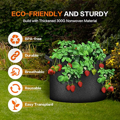 iPower Plant Grow Bag 5 Gallon 6-Pack Heavy Duty Fabric Pots, 300g Thick Nonwoven Fabric Containers Aeration with Nylon Handles, for Planting Vegetables, Fruits, Flowers, Black 2024 Version - color: Black, size: 5 Gallon