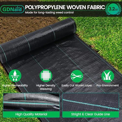 Weed Barrier Landscape Fabric 3.2oz Weed Barrier Fabric 3ft x 300ft Landscaping Fabric, Garden Weed Fabric for Gardening - size: 3.2oz-3x300ft