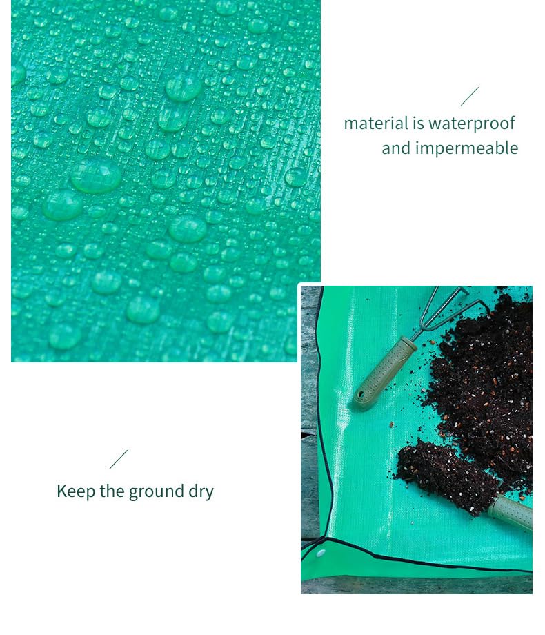 Repotting Mat for Indoor Plants, Green, Thickened PE, 26.8x26.8 Inch, Waterproof Portable Potting Tray for Transplanting and Dirt Control