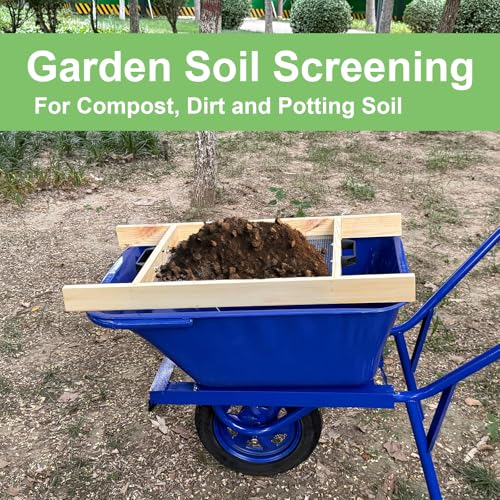 Large Soil Sifter,Rock Sifter, Soil Sifter for Gardening,Compost Sifter for Sand, Leaves & Compost, Fits Wheelbarrow