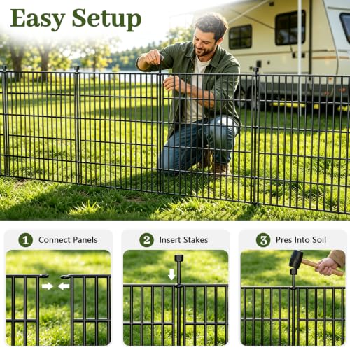 No Dig Garden Fence Outdoor for Yard, 24in (H) x 20ft(L) - size: 24 in(H) X 20 ft(L)