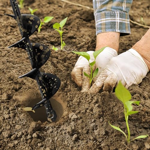 Auger Drill Bit for Planting 3 x 9 Inch, Garden Spiral Drill Bit Bulb Planter Tool Drill Auger for Planting Bulb, Bedding Plant, Post or Umbrella Hole Digger for 3/8" Hex Drive - size: 3" x 9"-Black