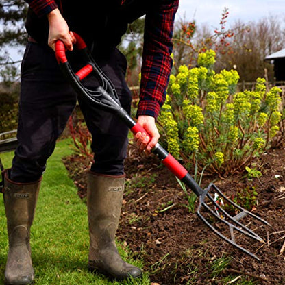 Roamwild Multi-Digger Garden Digging Spading Fork – Fibreglass Light Weight Gardening with Unique Dual Soft AIR Light Grip Technology & Soil Lump Cutting Bladed Tines (Fork) - color: Fork