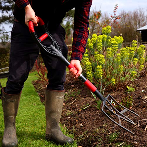 Roamwild Multi-Digger Garden Digging Spading Fork – Fibreglass Light Weight Gardening with Unique Dual Soft AIR Light Grip Technology & Soil Lump Cutting Bladed Tines (Fork) - color: Fork