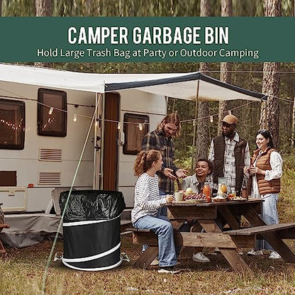 Rachmi 40 Gallon Pop-Up Trash Can with Spring Frame, 22"x26.4" Black