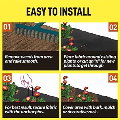 Petgrow Heavy Duty Weed Barrier Landscape Fabric for Outdoor Gardens - size: 4FTx250FT