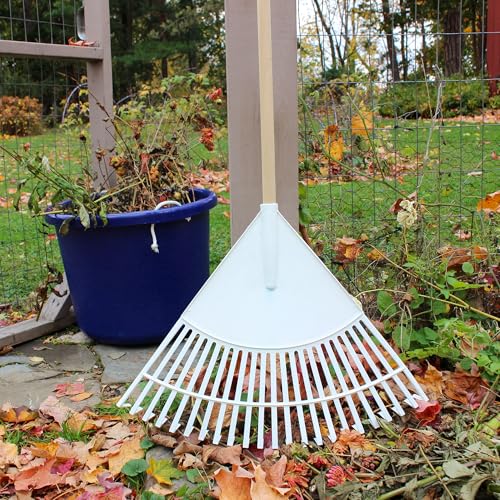 Leaf Rake – 22.5" Resin Head – 48" Hardwood Handle, White - color: White