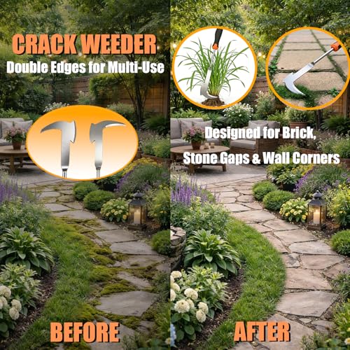 5 Pack Weed Puller Tool, Stainless Steel Manual Hand Weeding Tool Set