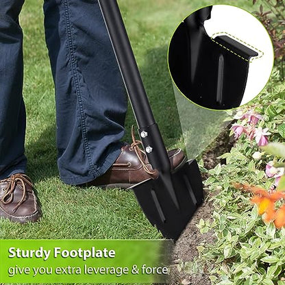 Lawn Edger Tool, Half Moon Edger and Sharp Round Saw Tooth Blade, Wide Footstep, Manual Edger Landscaping Tools for Sidewalk, Border, Garden, Grass, Heavy Duty full Metal Edging Tool 37” Long Handled