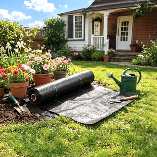 VINGLI 3x300FT Weed Barrier Landscape Fabric, 3.2oz Premium Heavy Duty Weed Blocker Fabric, Garden Cloth Weed Control Mat, Geotextile Fabric, Ground Cover for Gardening, Driveway & Landscaping - size: 3x300FT