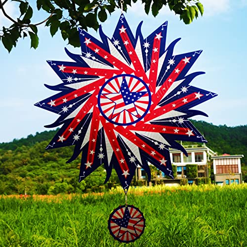 DJUAN 12in American Flag Patriotic Wind Spinner Gifts for Men Dad - color: 3-american Flag