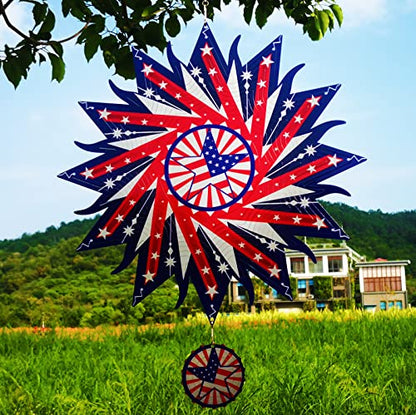 DJUAN 12in American Flag Patriotic Wind Spinner Gifts for Men Dad - color: 3-american Flag
