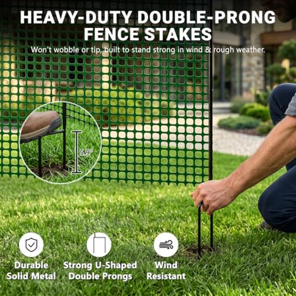 DoCred Plastic Chicken Fence Netting with Post, Garden Fencing Border Green - color: Green