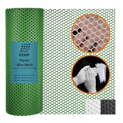 Pet & Garden Safeguard - 15.7IN x 32.8FT Roll - Green Plastic Netting, Multi-Use Decorative Fencing for Poultry, Dogs, Rabbits,Chicken and Snake Barrier - color: Green-32.8ft×15.7in