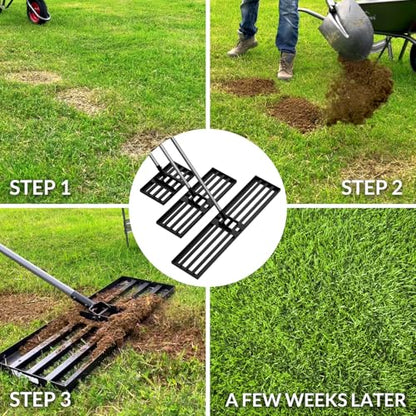 Walensee Lawn Leveling Rake, 30"x10" Leveler with 7FT Handle for Soil - size: 7FT 30"x10"