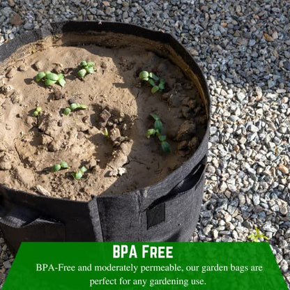 Farm Plastic Supply - 7 Gallon Fabric Grow Bags - (10 Pack) - Nonwoven Fabric Pots with Handles, Grow Bag, Plant Grow Bags, Garden Bag, for Farming, Gardening, Agriculture - size: 7 Gallon - 10 Pack