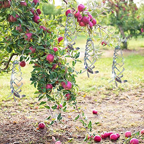 8 PCS Bird Spiral Hanging Reflectors, 15.8" L Hanging Bird Deterrents - color: Silver-8Pcs