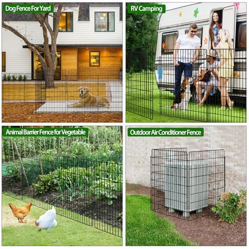 15 Panels Garden Fencing Animal Barrier with Lock, 40 in(H) X 36 ft(L) Dog Fence Outdoor for Yard Rustproof No Dig Decorative Tall Garden Fence Metal Wire Panel Border Rabbit Ground Stakes Fencing - size: 40in(H) X 36Ft(L)
