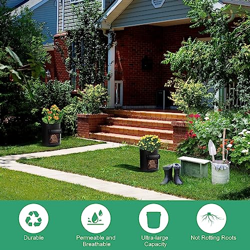 5-Pack 7 Gallon Grow Bags with Harvest Window 300g Thickened Nonwoven Fabric Heavy Duty Plant Pots Easy for Vegetables, Potato, Tomatoes Carrots Gardening Containers with Handles Black - size: 7GAL-BLK